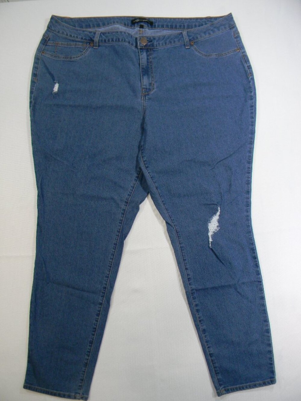 AQ Denim Distressed Skinny Jeans Women’s Plus Size 22W Medium Wash Stretch